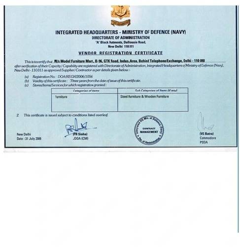 Vendor Registration Certificate