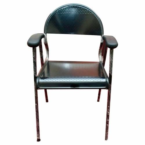 Black Normal Fix Chair with Armrest Manufacturers in Delhi