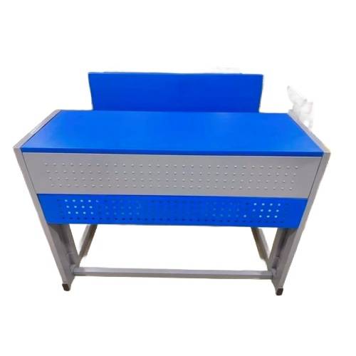 Blue Iron 2 Seater Dual Desk Bench with Wood Top Manufacturers in Delhi