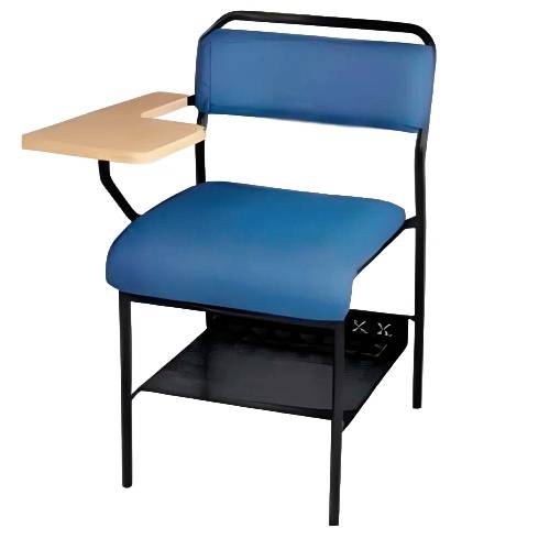 Blue Perforated Coating Frame Study Chair With Half Wooden Manufacturers in Delhi