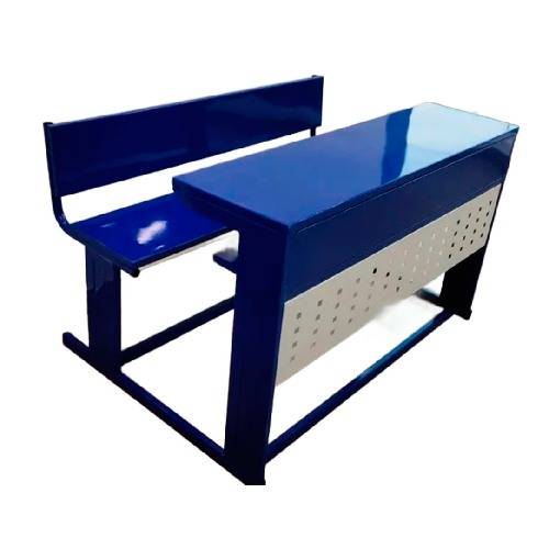 Mild Steel Dual Desk With Wooden Table Top Blue Finish Manufacturers in Delhi