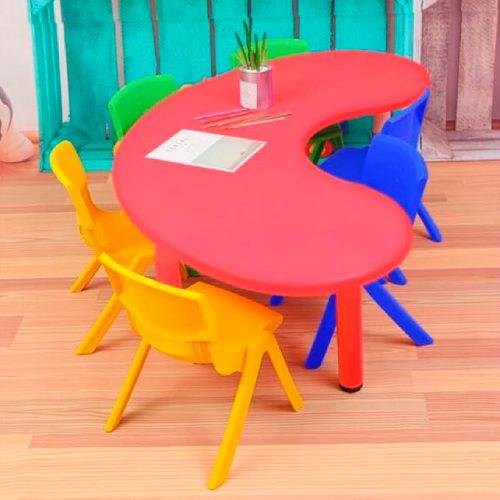 Modern Red Round Plastic Table Moon Model With Durable Leg Base Manufacturers in Delhi