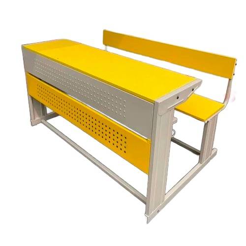 Modern School Desk Yellow and White 2 Seater Iron Bench with 42 Inches Length and 30 kg Weight Manufacturers in Delhi