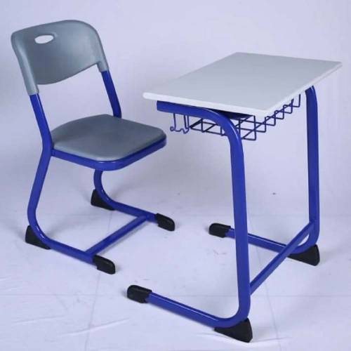 Plywood Desk with Metal Frame Rectangular Shape White and Blue With Storage Polished Finish for Schools and Colleges Manufacturers in Delhi