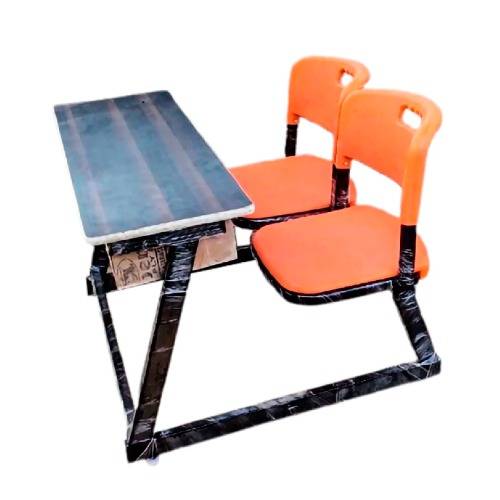 Rectangular Wooden Dual Desk With Mild Steel Frame And Polished Finish Manufacturers in Delhi