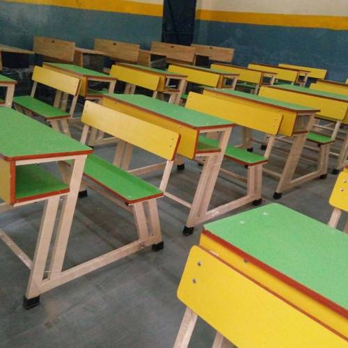 Rectangular Wooden Modular School Furniture Dual Desk Bench Multicolor Modular School Dual Desk Manufacturers in Delhi