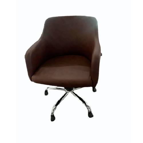 Stainless Steel Frame Office Chair with Brown Leather Seat Manufacturers in Delhi