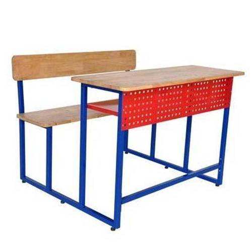 Stainless Steel and Wooden Modular 2 Seater Desk for Schools with Laminate Finish and 1 Shelf Manufacturers in Delhi