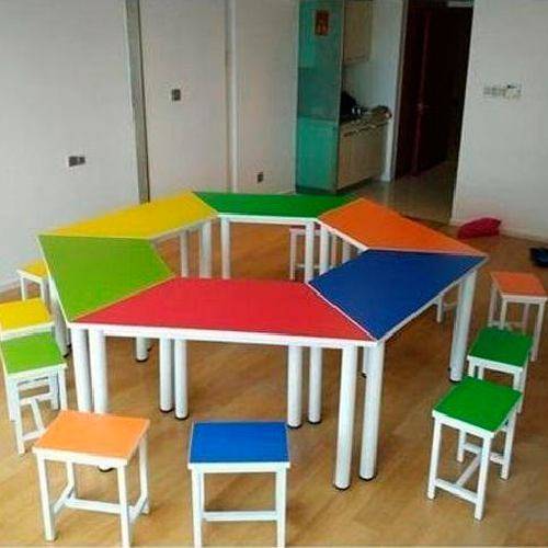 Standard Wooden Table And Chair Set With Plastic Stand Multiple Colors Manufacturers in Delhi