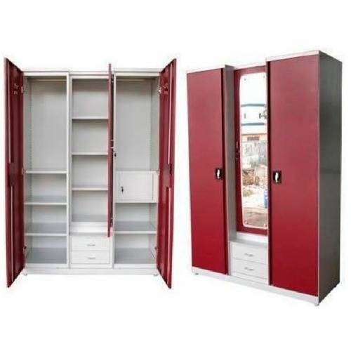 Wardrobe With Locker Hinged Doors Laminated Finish And Mirror Manufacturers in Delhi