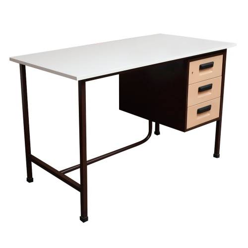 White Stainless Steel Computer Table with 3 Lockable Drawers Manufacturers in Delhi